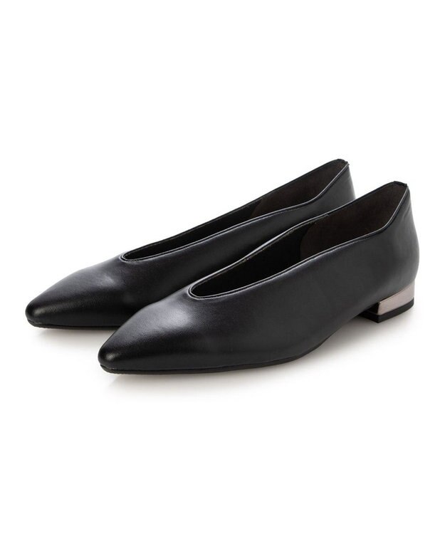 MODE ET JACOMO <MODE ET JACOMO>Uカットフラットプレーンパンプス ブラック
