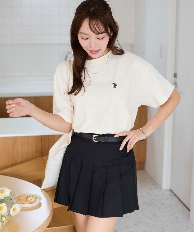 WEGO 【洗える/綿100%】USPOLOワンポイントTシャツ オフホワイト