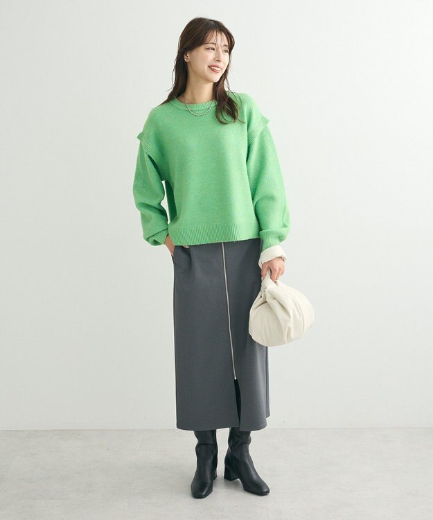 Green Parks 袖かのこニットプルオーバー Pink