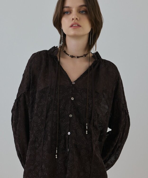 GRACE CONTINENTAL ビーズレザーチョーカー ブラウン