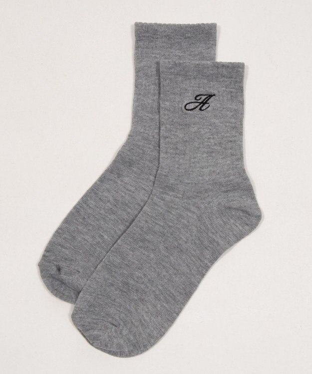 WEGO アルファベット刺繍ソックス グレー