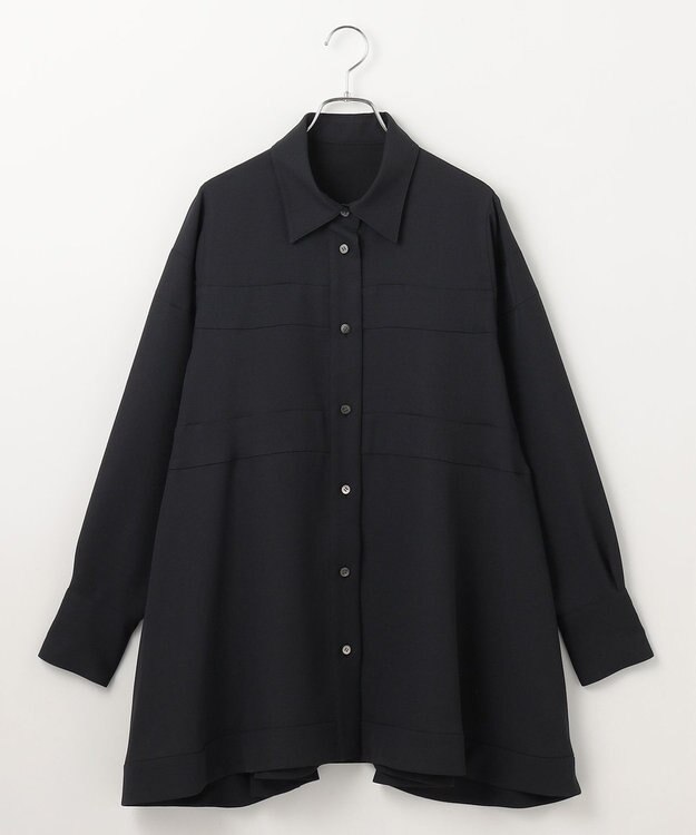 #Newans 【洗濯機可能】Aラインパネルチュニックシャツ ブラック