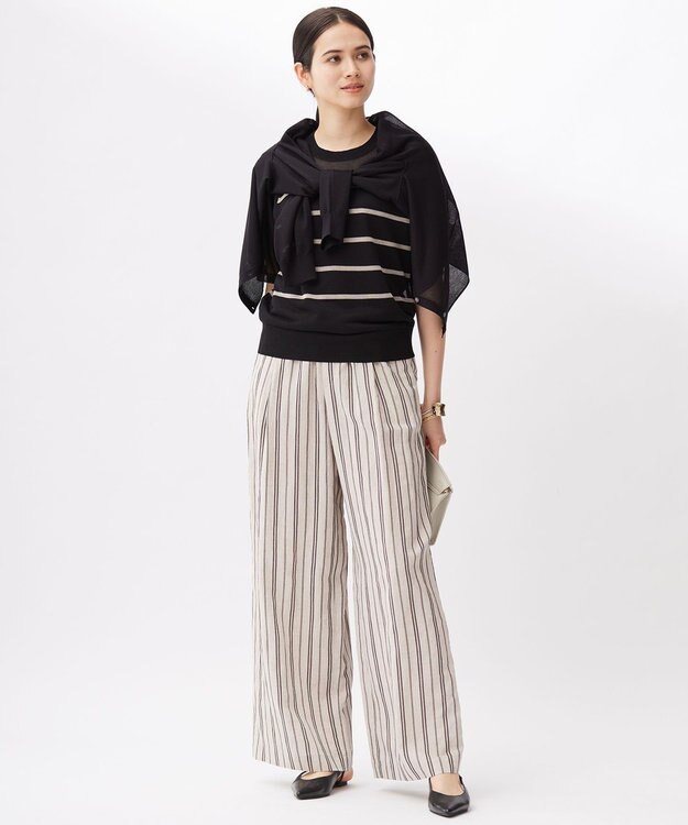 自由区 L 【洗える】ブライトシアー カーディガン ブラック