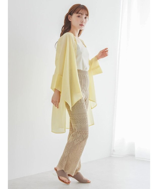AMERICAN HOLIC バックギャザーＶネックシアーシャツ Light Yellow
