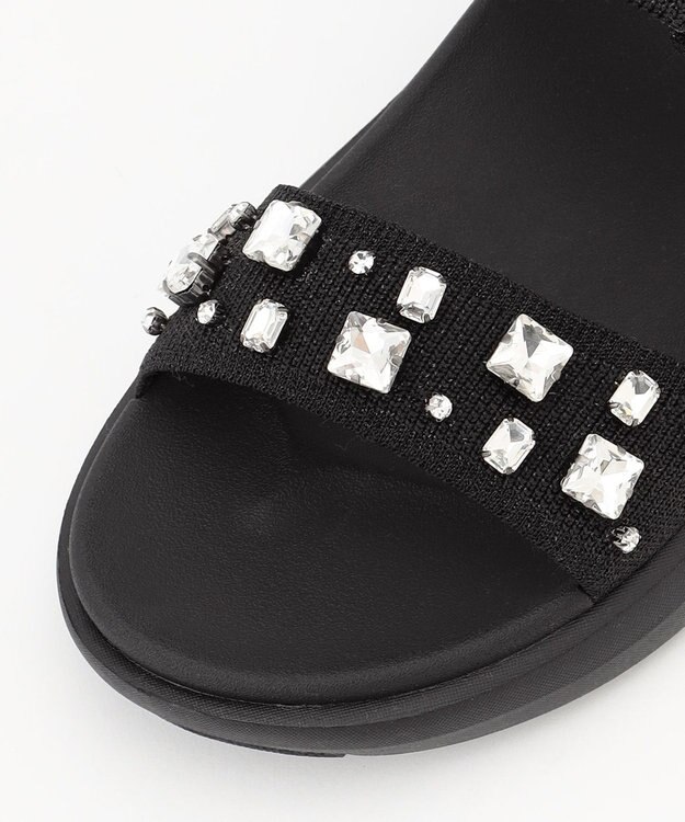 steppi 【洗える】ビジュー付 スポーツサンダル ブラック