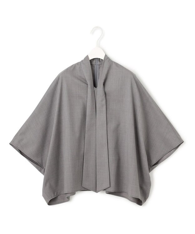 ICB 【洗える】T/Wブロード ボウタイブラウス ライトグレー系