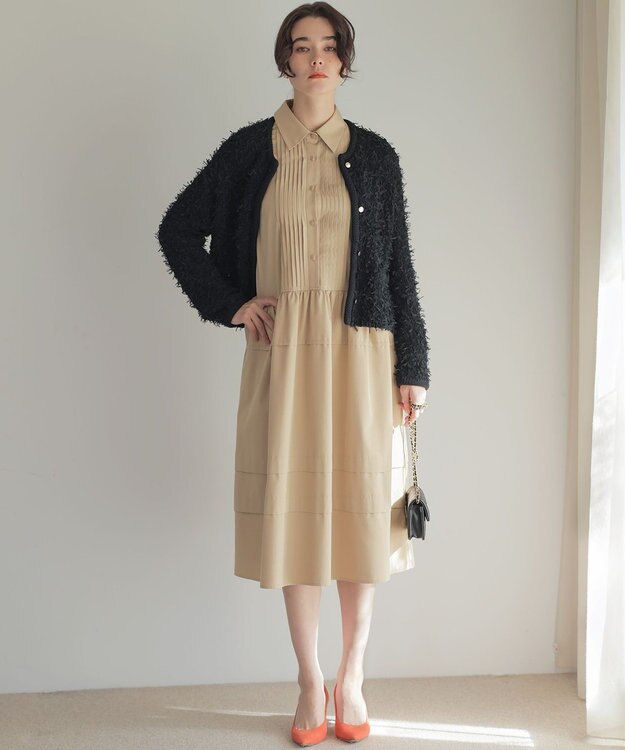 組曲 チュールヤーンファンシーニット ジャケット ブラック系