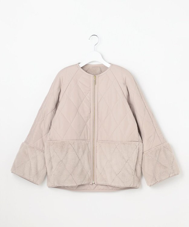 ANY SIS S フェイクファーコンビキルティング アウター ベージュ