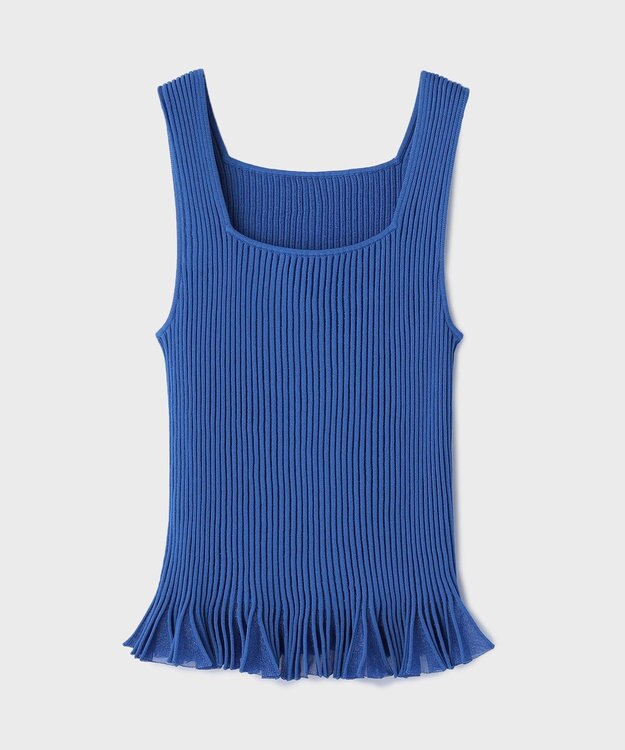 GRACE CONTINENTAL シアーフリルニットトップ ブルー