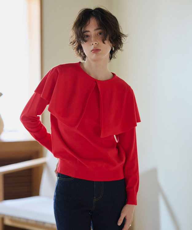 #Newans 【洗える】ケープカラープルオーバー レッド