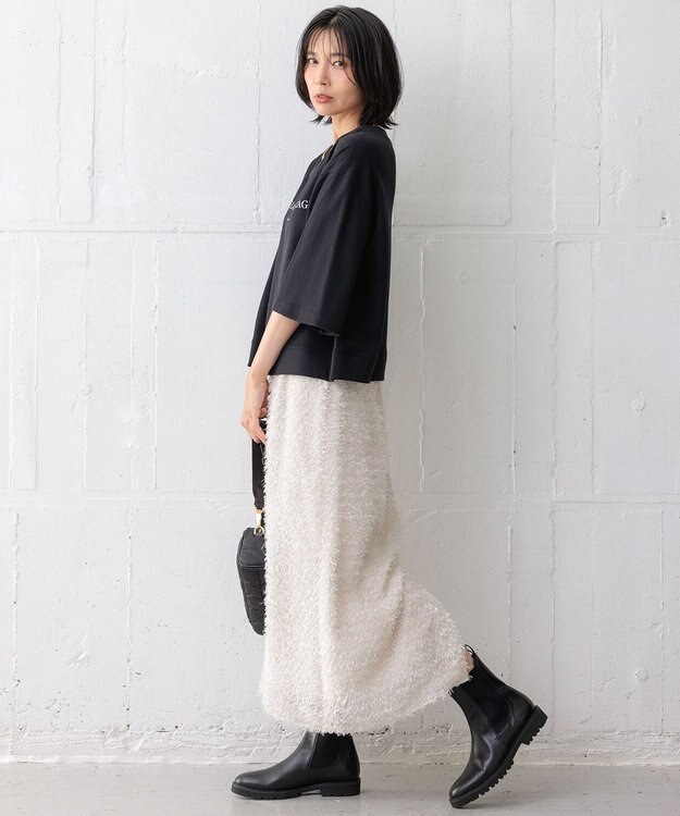 23区 【洗える】ヘアリーカットジャカード スカート ベージュ系