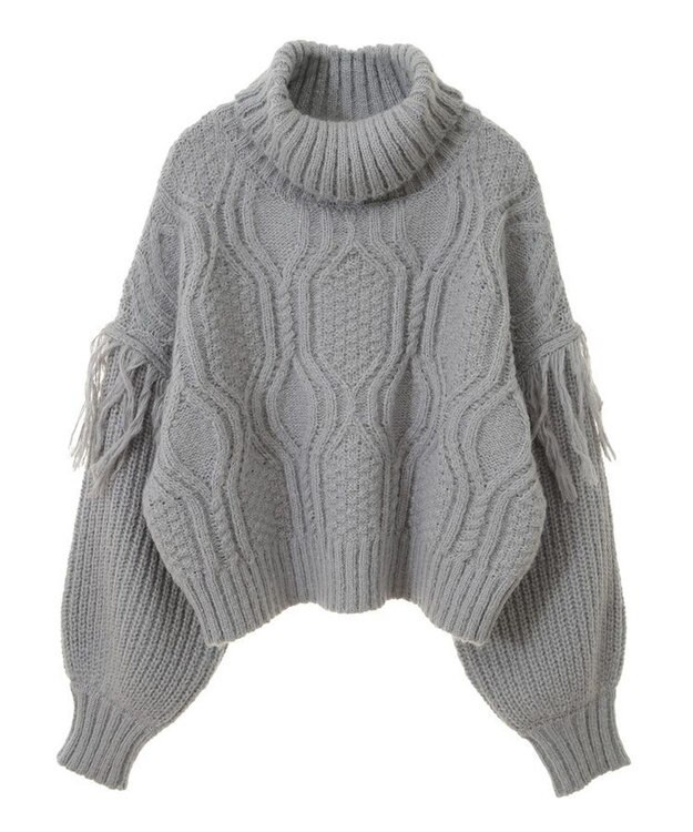 Green Parks ・ｓｗｉｎｇ　ｂｙ　フリンジタートルニット Gray