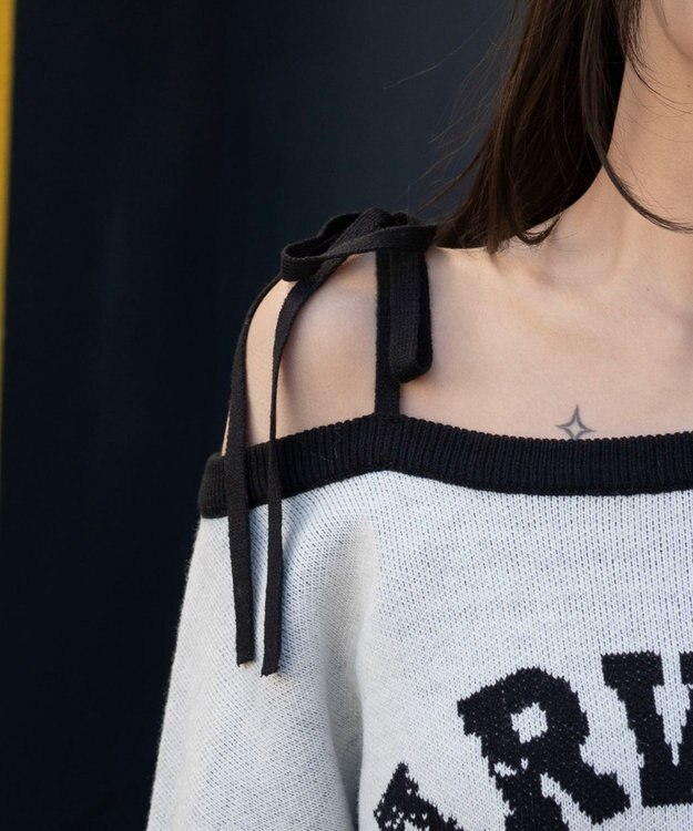 WEGO 2WAYグラフィックワンショルニット ホワイト