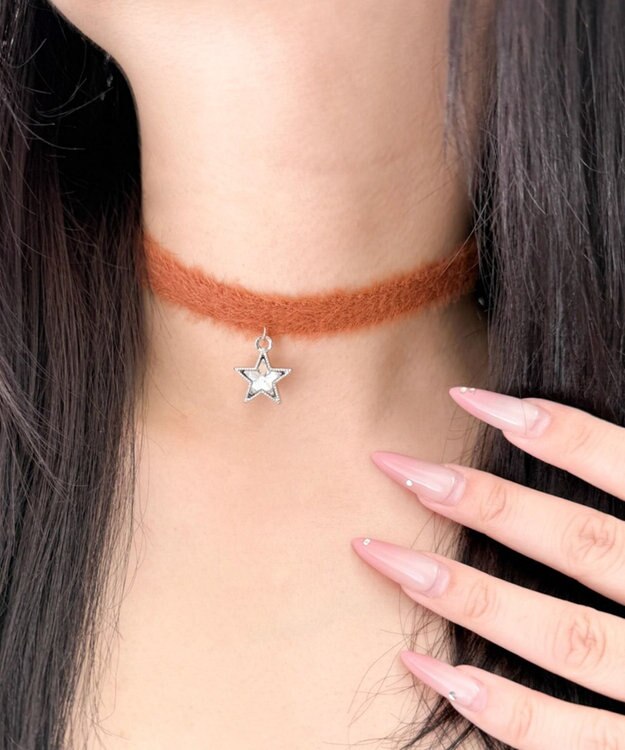 WEGO Lモチーフシャギーニットチョーカー ブラウン