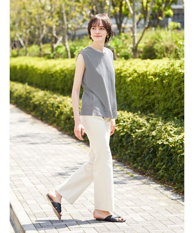 AMERICAN HOLIC ショルダータックノースリーブプルオーバー Border Navy