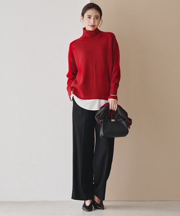 ICB L 【マシンウォッシャブル可】ライトトリコット バックスリット入り長袖プルオーバー オフホワイト系