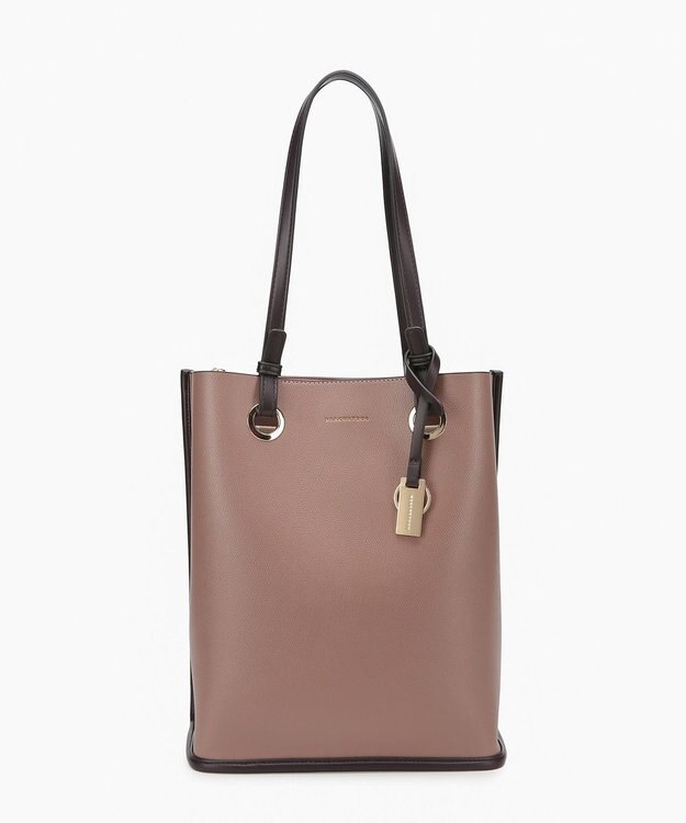 style code 【MERCURYDUO/マーキュリーデュオ】メタルアイレット　縦長トートバッグ 推し活ラージバッグ 縦長ショルダーバッグ スモーキーピンク