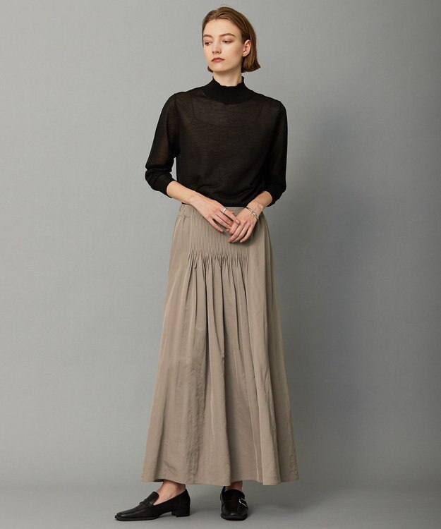 ICB 【洗える】 エステルメモリータフタ ロングスカート ライトモカ系