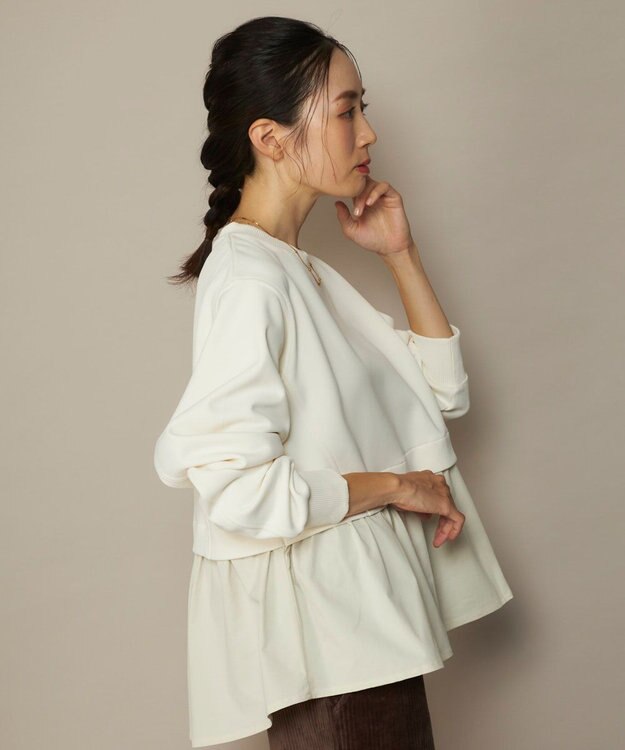 OP／FILA 【ocean pacific】らくティブ/異素材ミックスダンボールプルオーバー ベージュ