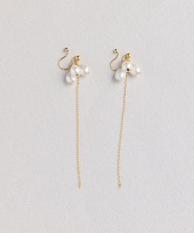 Phoebe プレシャススリーウォーターパールイヤリング ゴールド