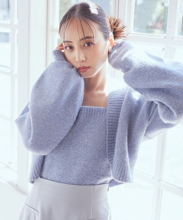 SET2点スパンコールニットボレロ×タンク / earth music&ecology