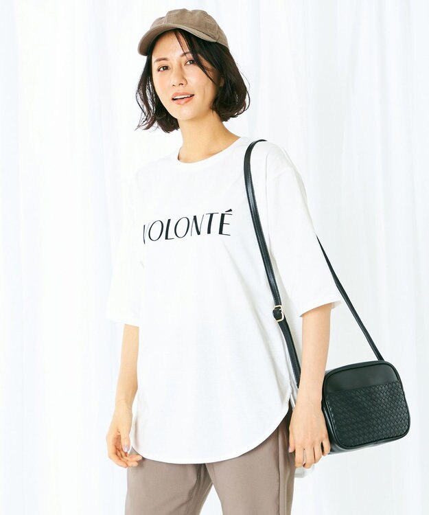 ANY L 【洗える】フロッキーロゴ Tシャツ オフホワイト