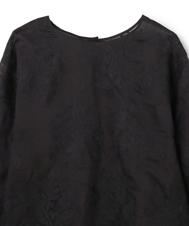 UNFILO L 【前後着用可能の2WAY仕様】ボタニカル エンブロイダリー ブラウス ブラック