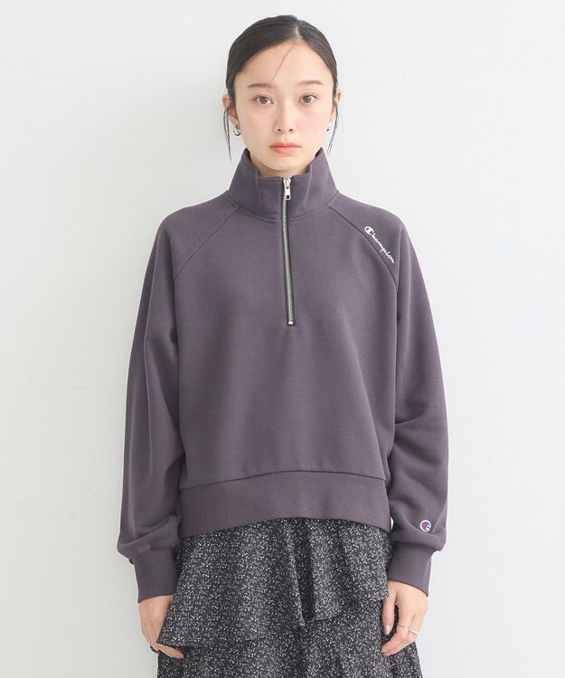 earth music&ecology チャンピオン　ｅｍａｅハーフジップ裏毛プルオーハ Charcoal Gray