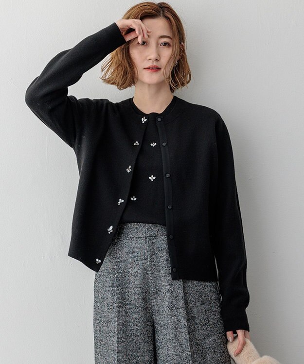 23区 ビジューニット カーディガン ブラック系