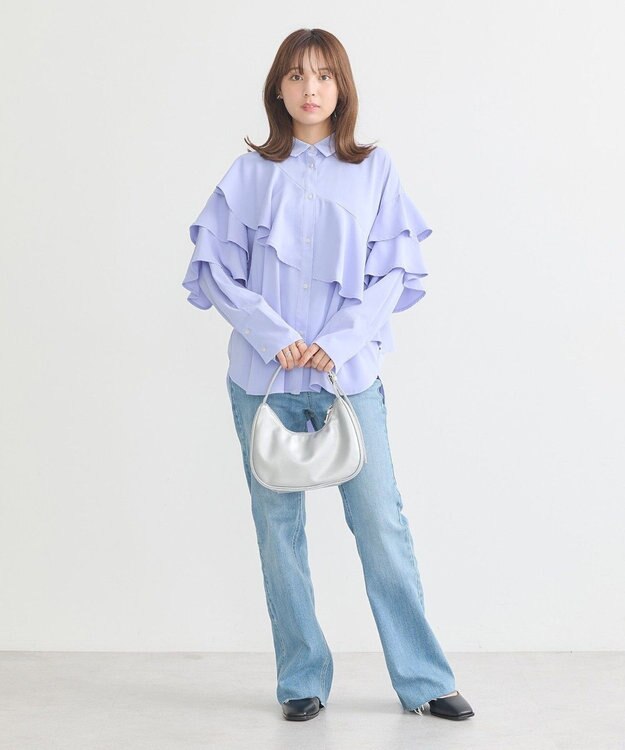 earth music&ecology アシメラッフルシャツ Sax