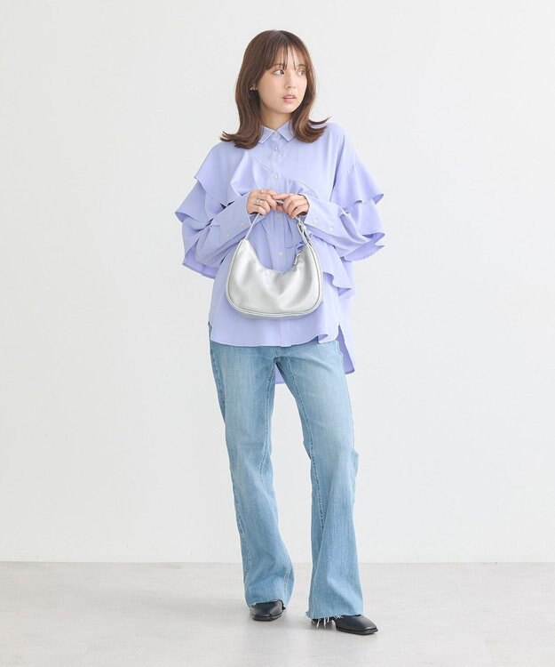 earth music&ecology アシメラッフルシャツ Sax