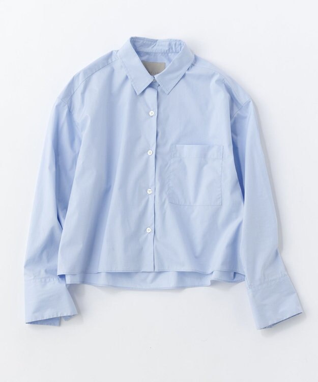 UNFILO 【抗菌防臭】イージーケア クロップド シャツ スカイブルー