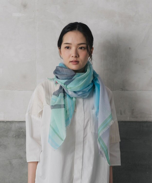 POLS 播州織 極細コットンストール ブルー