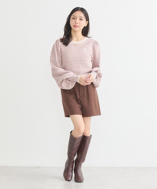 earth music&ecology 配色バックリボンプルオーバー Pink Beige