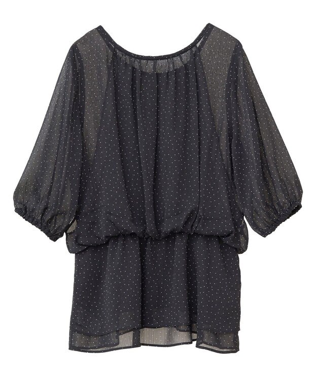 earth music&ecology レイヤードライクドット柄ブラウス Black