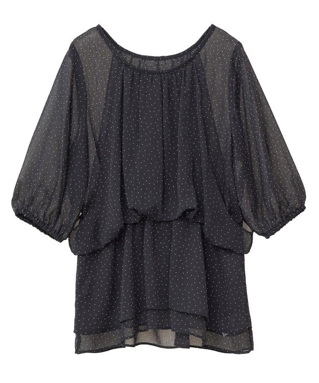 earth music&ecology レイヤードライクドット柄ブラウス Black