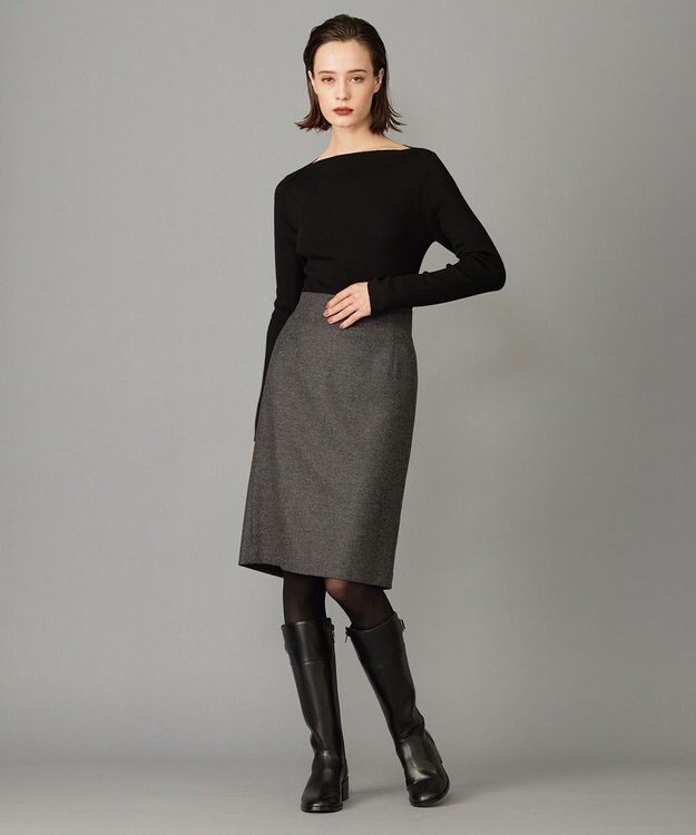 ICB 【洗える】エクストラファインメリノ  ボートネックプルオーバー ブラック系