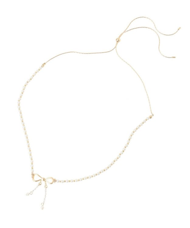 Maison de FLEUR パールリボンスライドネックレス Gold