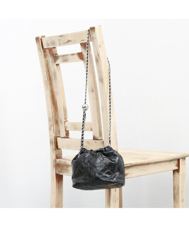 UNBILLION カシュカシュ cachecache / 口元ギャザーメタリックキルトミニショルダー ブラック