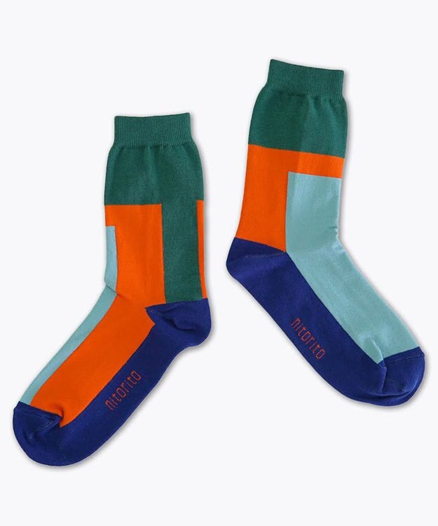 nitorito 【UNISEX】米沢オリジナル柄 block 靴下 green