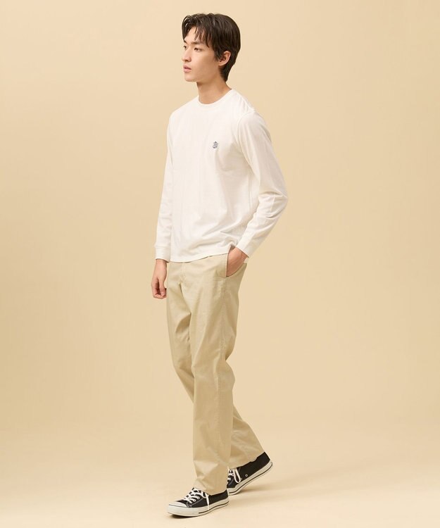 J.PRESS MEN オーバルワンポイント　ロングスリーブ Ｔシャツ ホワイト系