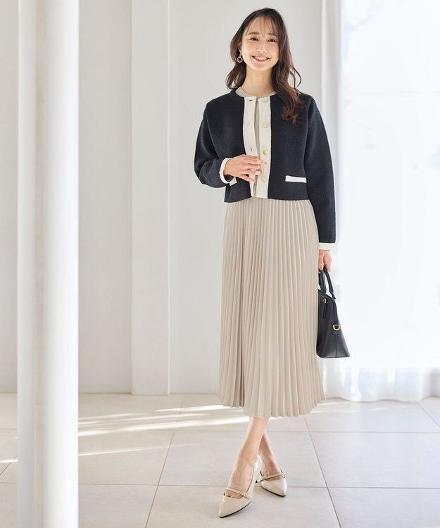 ANY SIS 【洗える】ノーブルプリーツ ワンピース ライトベージュ