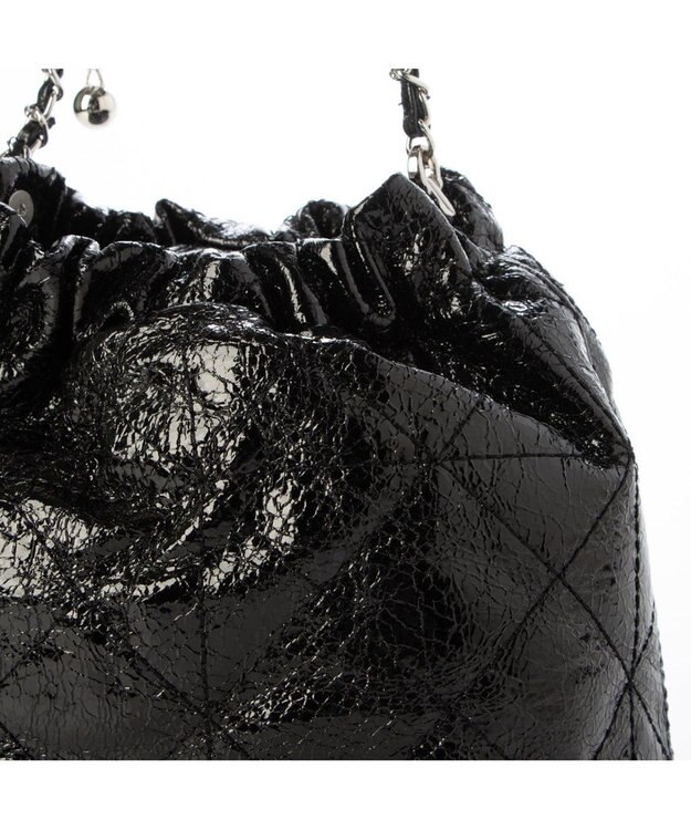 UNBILLION カシュカシュ cachecache / 口元ギャザーメタリックキルトミニショルダー ブラック