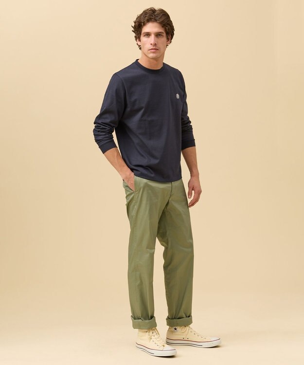 J.PRESS MEN オーバルワンポイント　ロングスリーブ Ｔシャツ ネイビー系