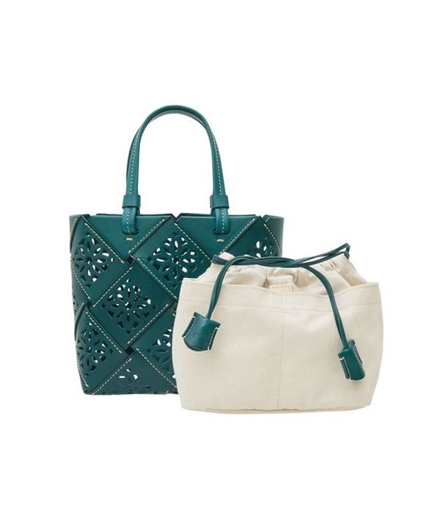 genten サスカットバスケット手提げバッグ＜S＞ ブルーグリーン