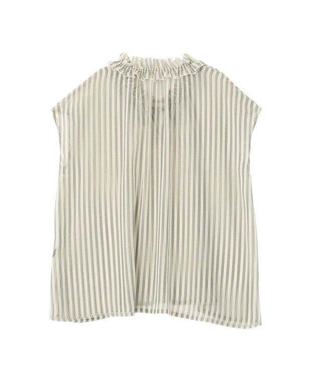 YECCA VECCA ギャザーリボンブラウス Stripe