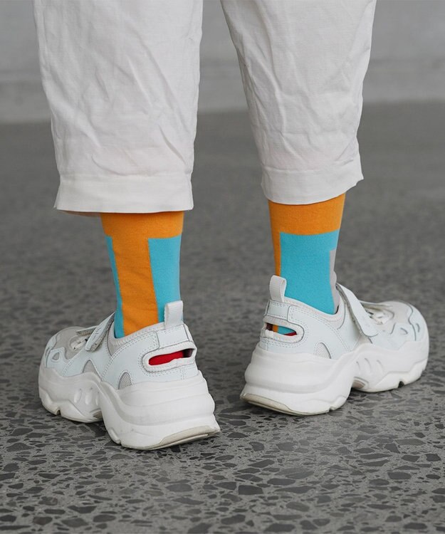 nitorito 【UNISEX】米沢オリジナル柄 block 靴下 yellow