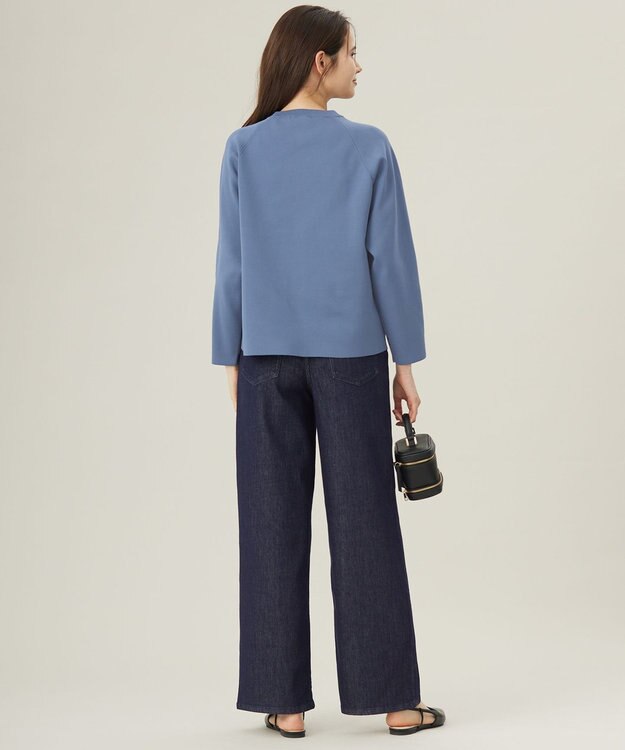 自由区 S 【洗える】パールディティールプルオーバー ニット ブルー