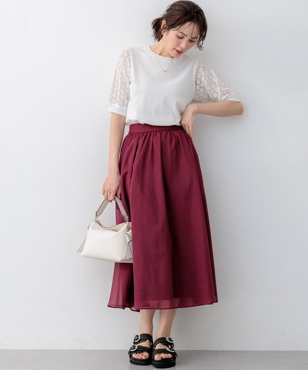 組曲 【先行予約】コットンフラワーレーシープルオーバー ニット ホワイト系