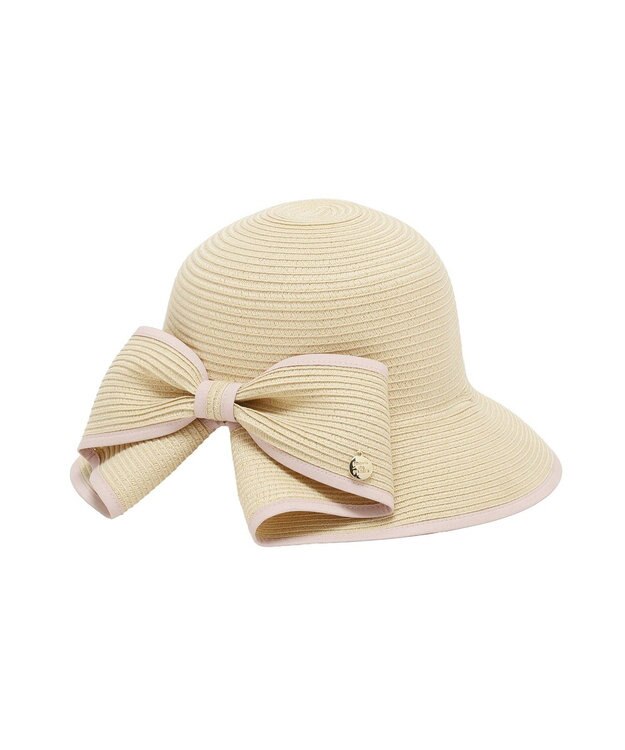 Maison de FLEUR 【手洗い可能】リボンスリットパイピングハット Pink